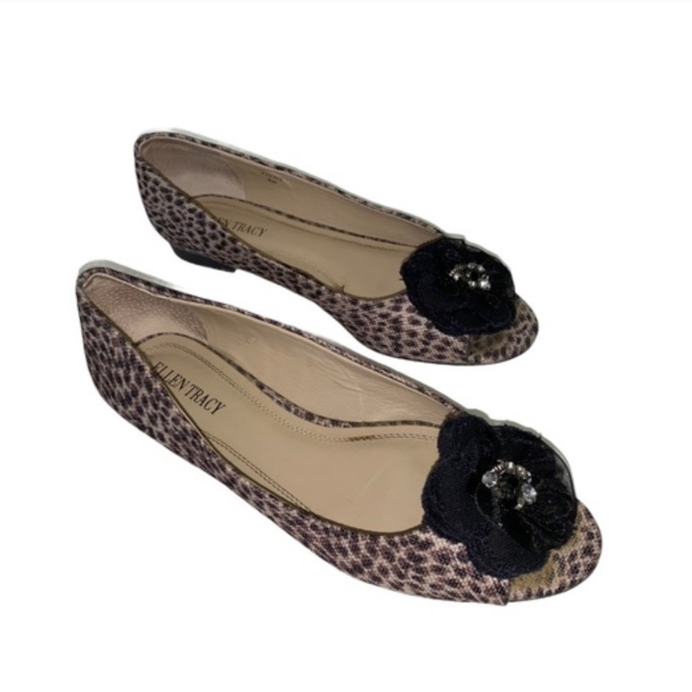 Ellen Tracy New Leopard Print Falan Flats Size 10